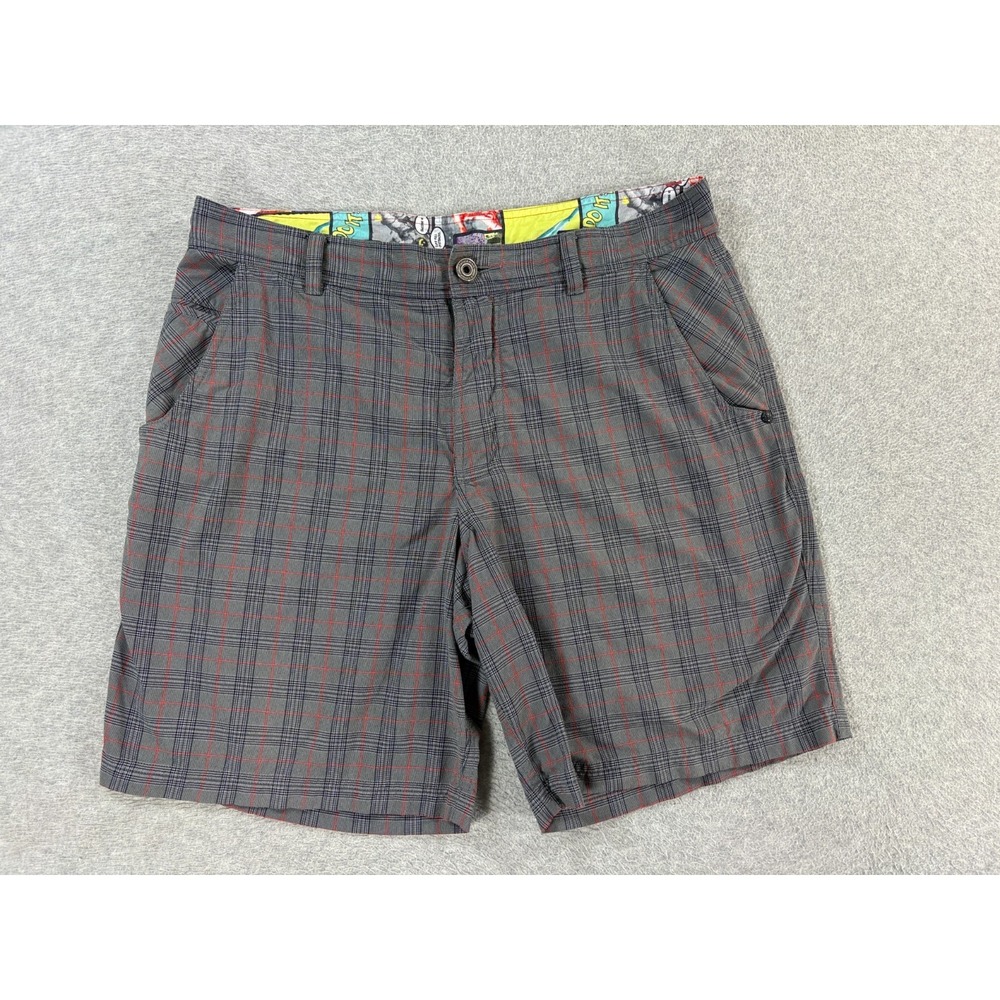 Lululemon Plaid Casual Chino Shorts (Men's 36) Gray - 8"
